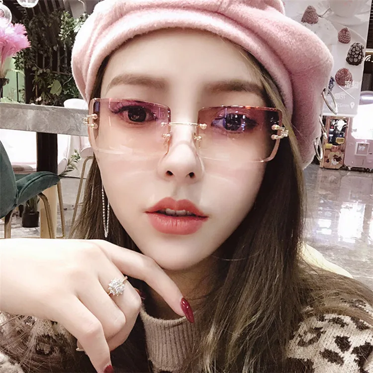 

31274 Fashion square sunglasses 2020 women sunglasses rimless sunglasses