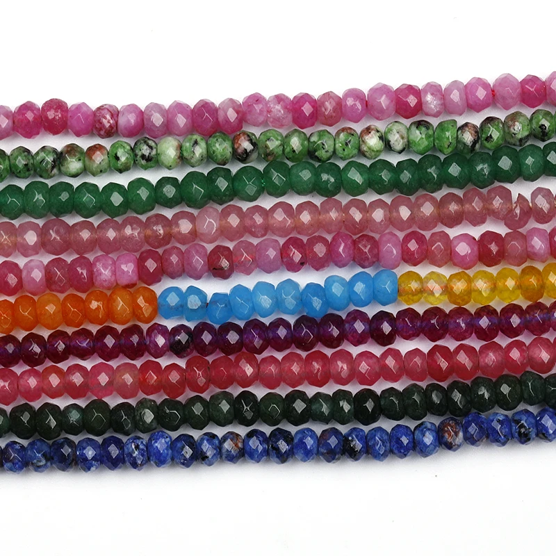 

Natural Gemstone Beads Faceted Ruby Sapphire Rondelle Gemstone Faceted Beads Loose Beads For Jewelry diy Making, As show in the picture