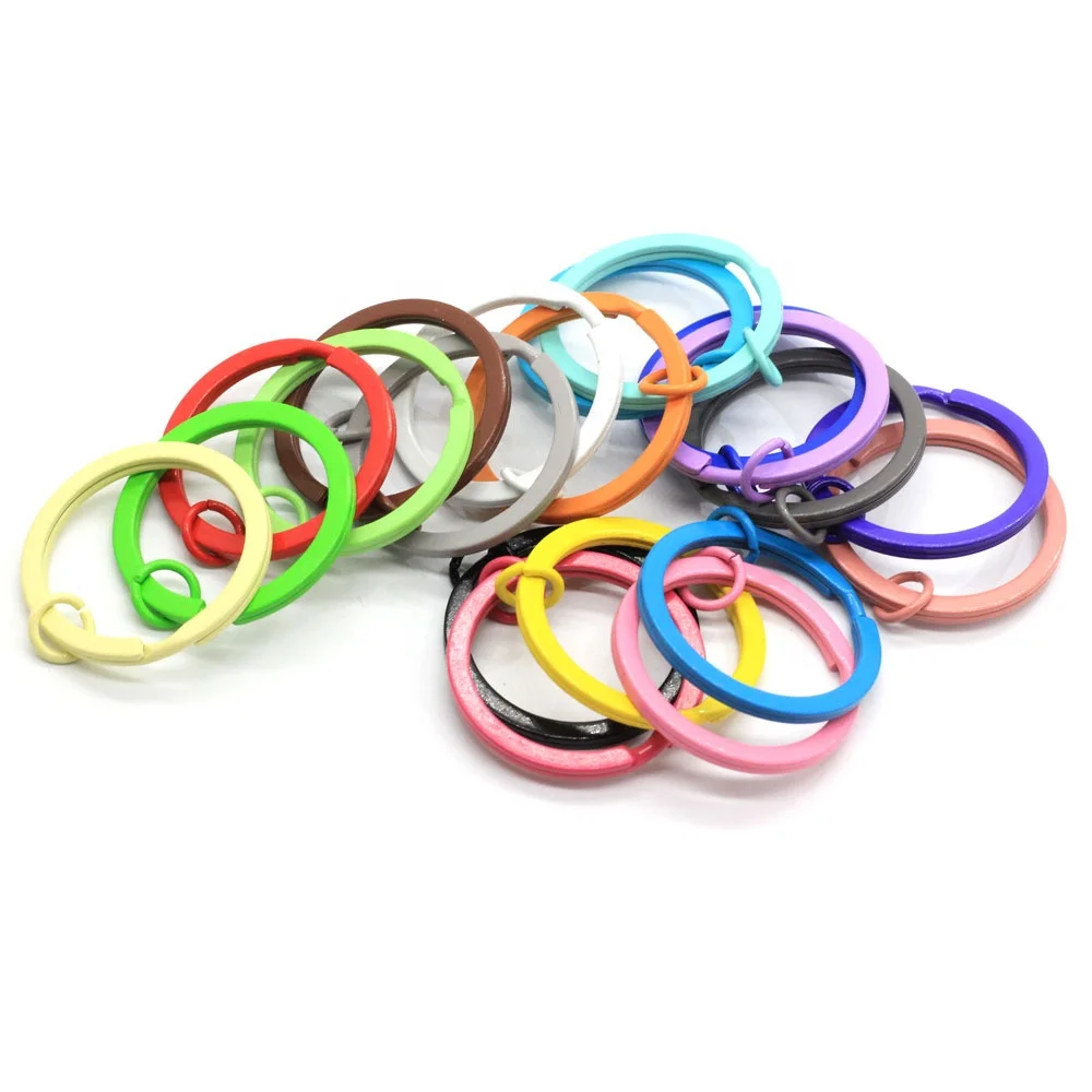 

30mm Split Round Shape Colorful Key Rings Solid Color Flat Split Ring Key Chain Hook Fob Holder