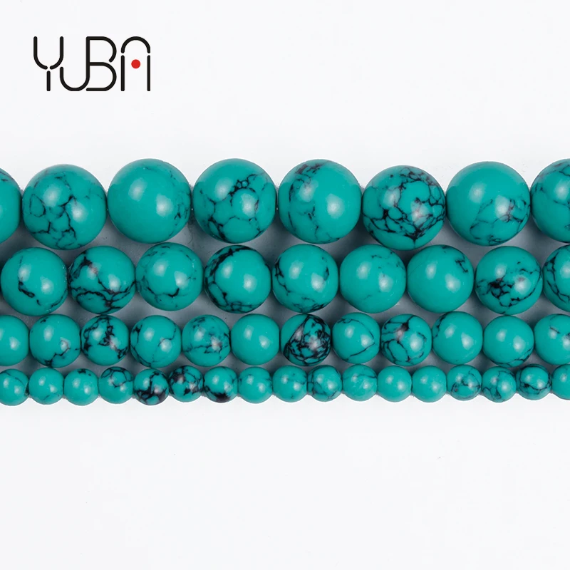 

4/6/8/10/12mm Natural Stone Green Turquoises Round Loose Smooth Beads Approx 15" Strand Pick Size For Jewelry Making