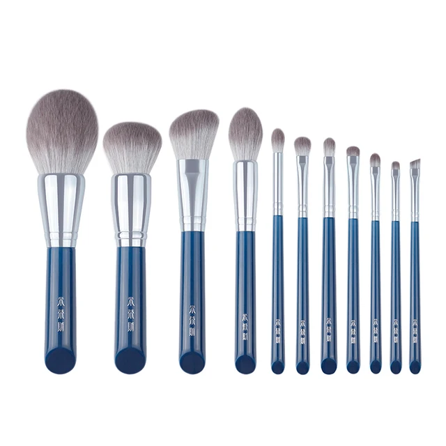 

Wholesale makeup brush set brush quick-drying artificial bionic fiber hair 11 beauty tools makeup brushes, Customized color