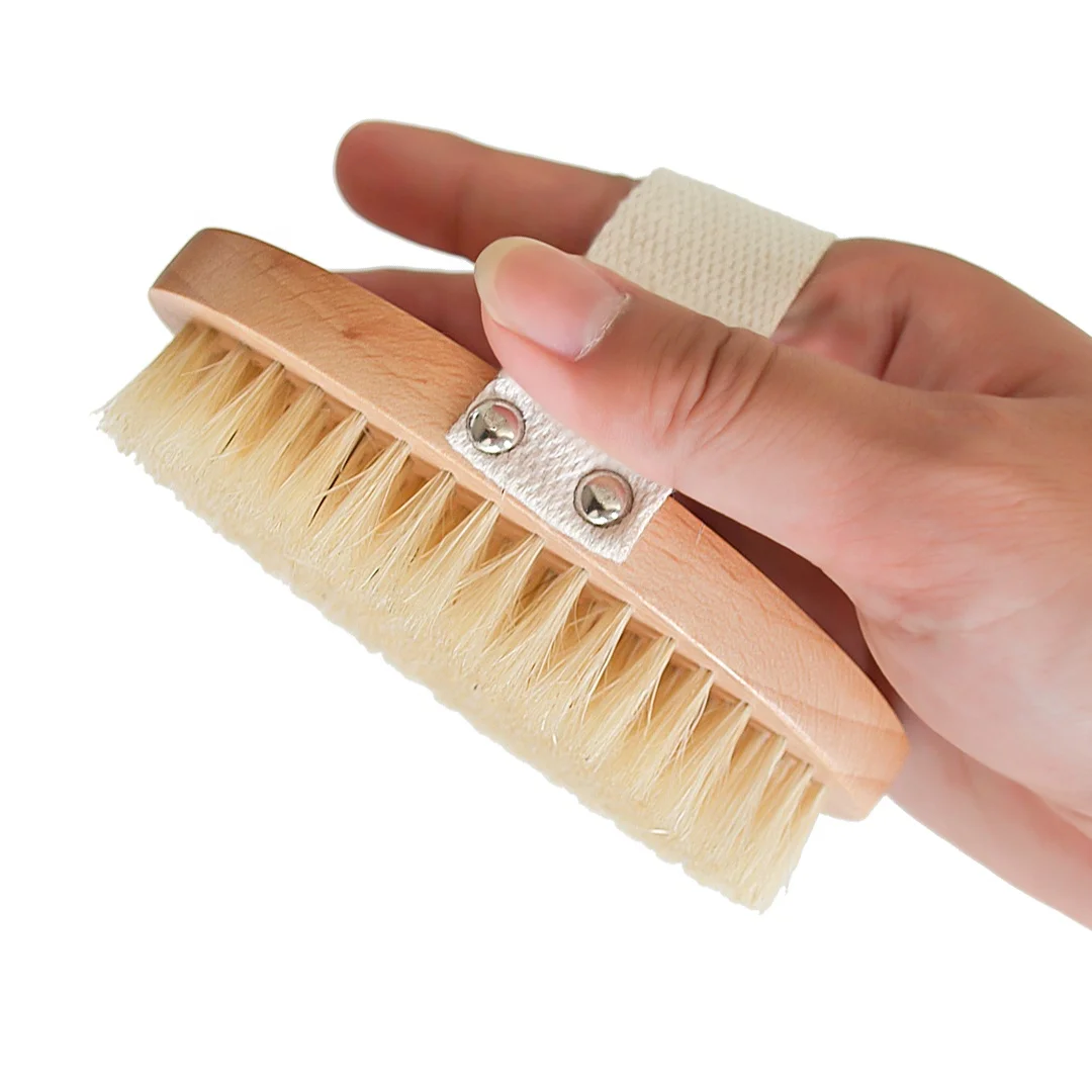 

Wholesale Custom Logo Wooden Palm Oval Body Dry Bath Shower Boar Bristles Brush
