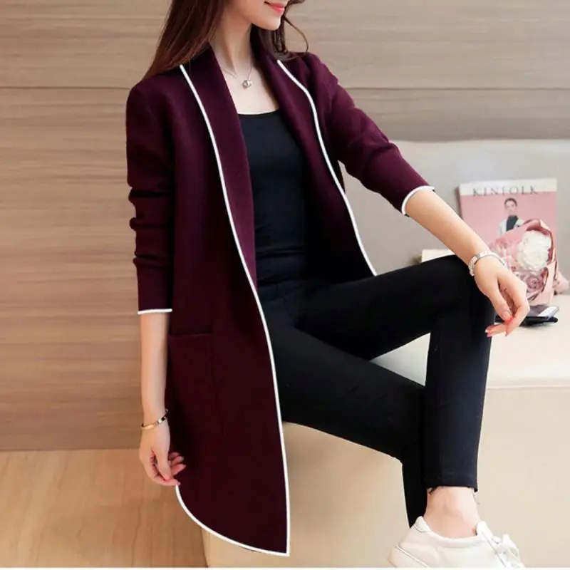 

New Hot sale 2020 Women Long Cardigan mid-long style Womens long coat knitted Solid for winter