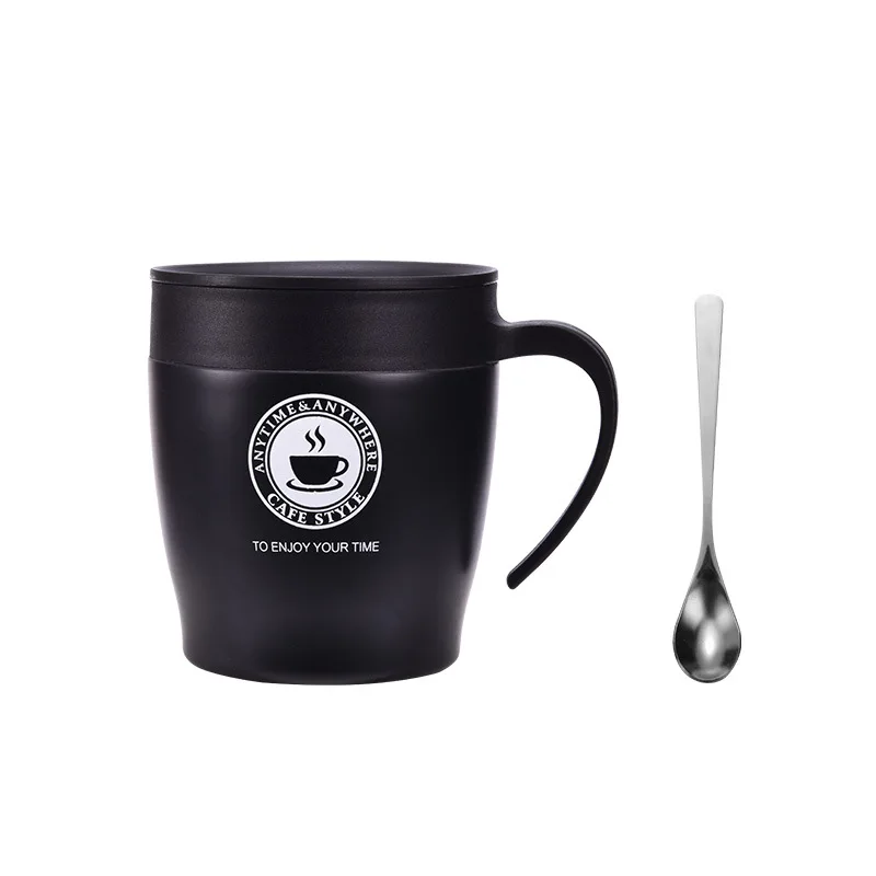 

2022 Coffee mug with spoon set handle stainless steel thermos mug with lid office gift coffee mug