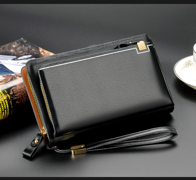 Wholesale XIANGFUNIAO Brand Men Clutch Bag Fashion Leather Long Purse  Double Zipper Business Wallet Black Brown Male Casual Handy Bag From  m.