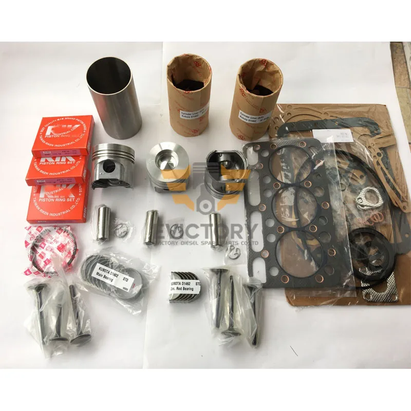 

For Kubota D1402 overhaul rebuild kit valve piston ring liner gasket bearing