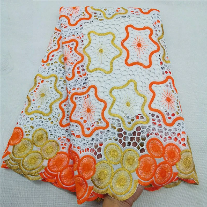 

Beautifical african cotton lace fabric white cotton lace fabric cotton embroidered lace for dress ML19R242, Customized