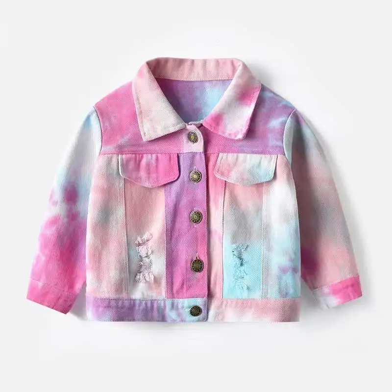 

New arrivals baby denim jacket fashion distressed denim jackets kids long sleeve blue jeans jacket children, Picture shows