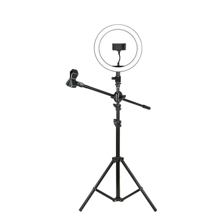 

Live Brackets Desktop Selfie Ring Light With Tripod Stand Holder;dimming 10-inch Ring Lamp;tripod For Smartphone, Black/white/pink