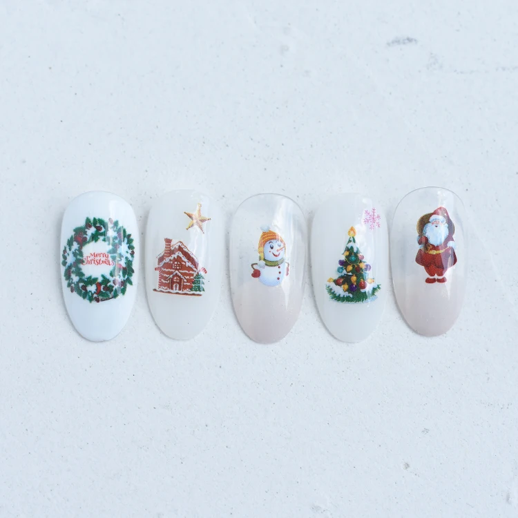 

Winter Xmas Tree Santa Claus Bell Snowman Deer Dog Snowflake Nail Art Stickers for DIY Christmas Nail Decoration