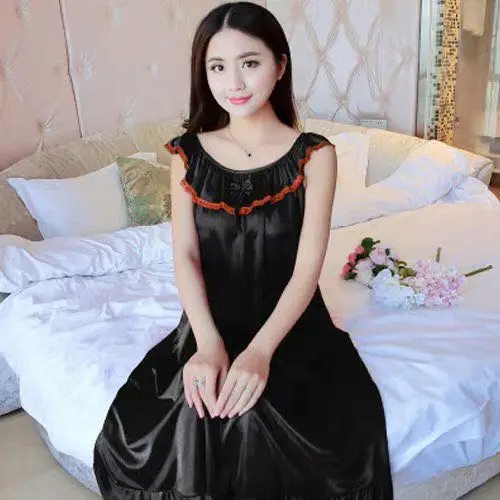 

Factory Price Woman Sleeveless Nightgown Woman Nightdress Milk Cotton Sleepwear Loose Leisure Wear Night Skirt