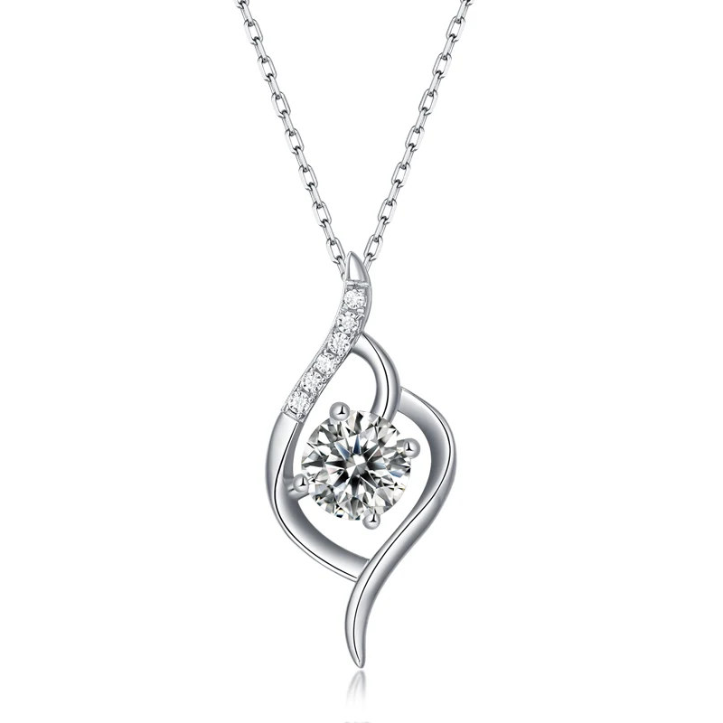 

2021 Luxury Women Jewelry Crystal 925 Sterling Silver Pendant Diamond Necklace, Silver color/custom color