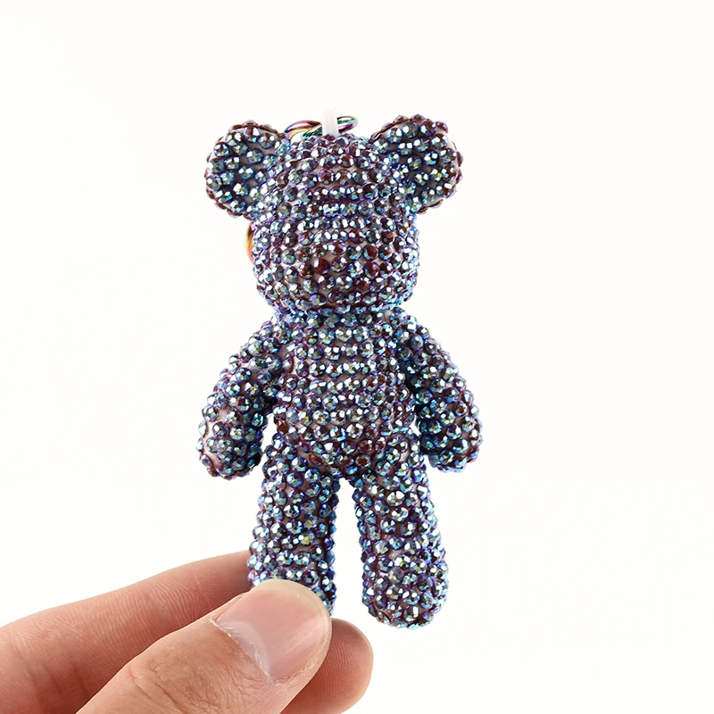 

Bearbrick Keychain Handmade Diy Inlaid With AB Diamonds 8 cm Bear Doll Diamond Crafts Keyring Decor Dazzling Fashion Gifts