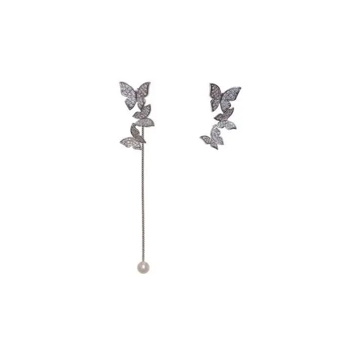 

Asymmetric butterfly ear bone clip earrings 2021 new creative chain tassel earrings