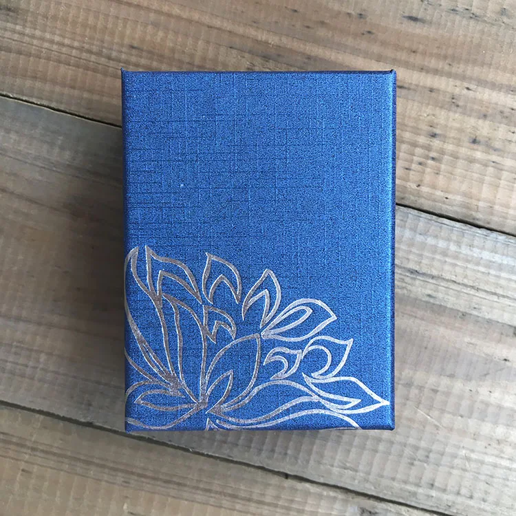 

PS1704 Luxury Lotus Flower Printed Blue Wedding Favor Gift Boxes,Pendant Ring Jewley Set Display Box, Blue,also have red,purple,black