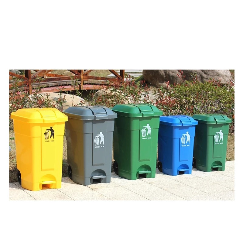 

70L 50L Wholesale plastic trash cans foot pedal garbage waste bin, Green,grey