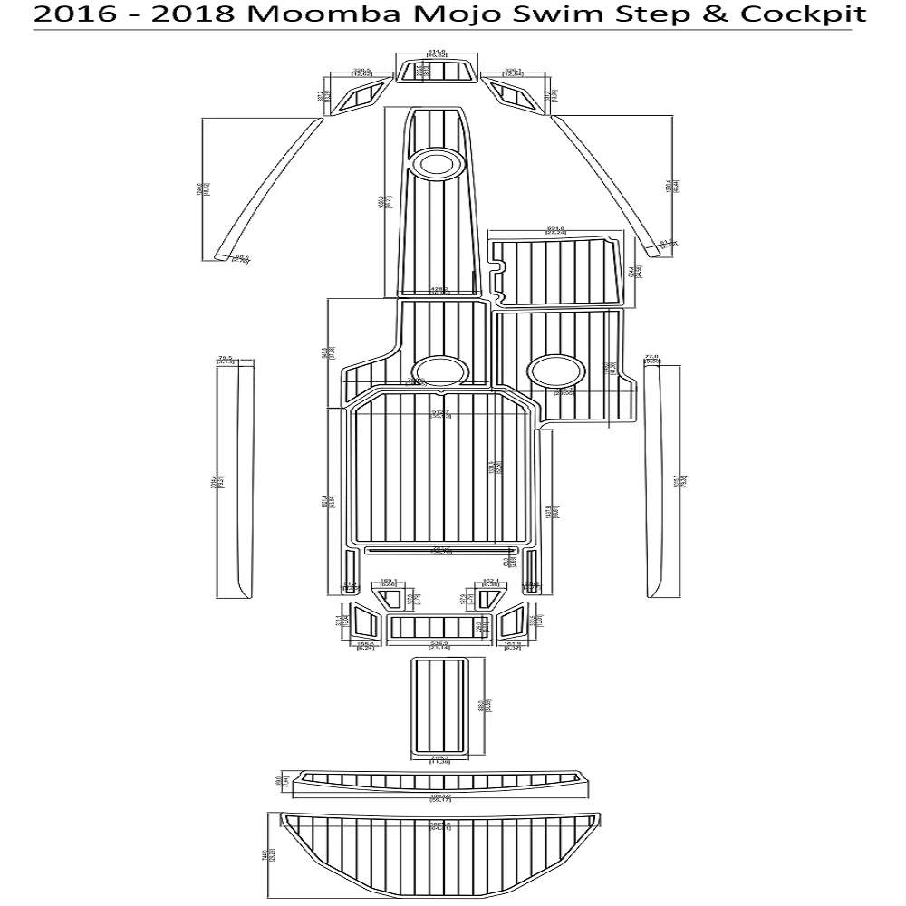 

2016 - 2018 Moomba Mojo Swim Step & Cockpit Pad Boat EVA Teak Decking 1/4" 6mm