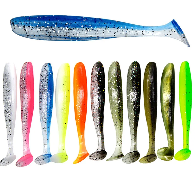 

Factory custom bulk shad artificial worm T tail fishing lure swim plastics soft baits, 10 colors