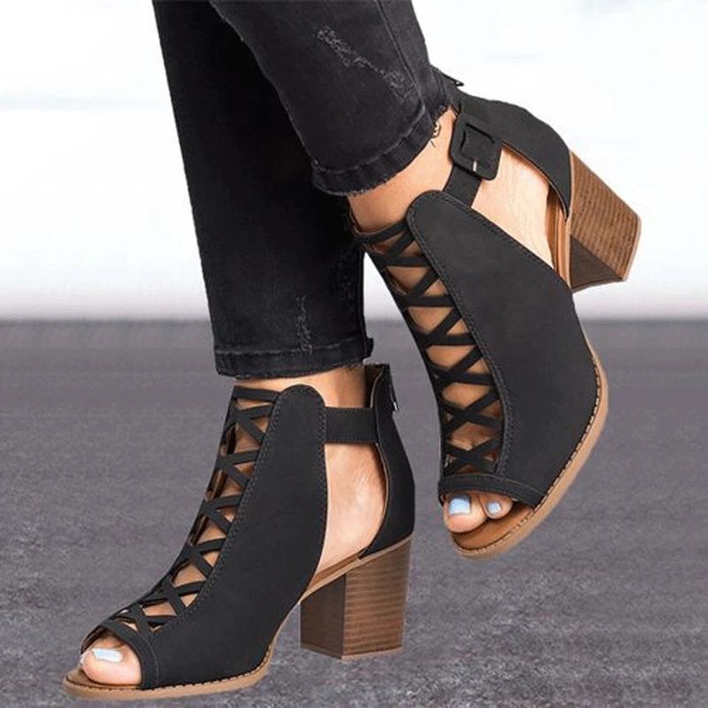 

Chaussures Talons Femme Fashion Buckle Breathable High Heel Sandals Outdoor Daily Life Summer Wholesale Women's Shoes, Black, apricot