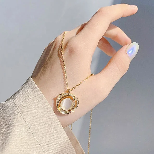 

ADELANTE Bone Chain Small Design Cat's Eye Titanium Steel New Female Gold Plated Chains Necklaces