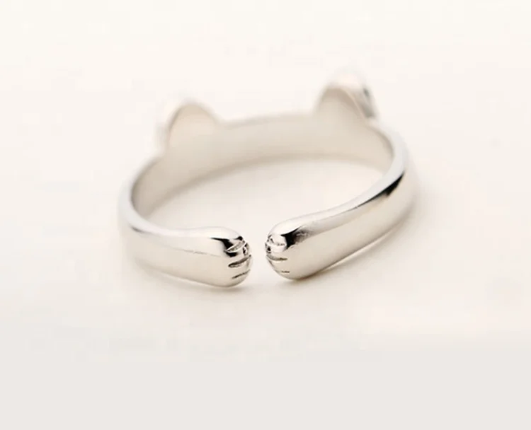 product-High Quality Adjustable Cat Shape Silver Animal Rings-BEYALY-img