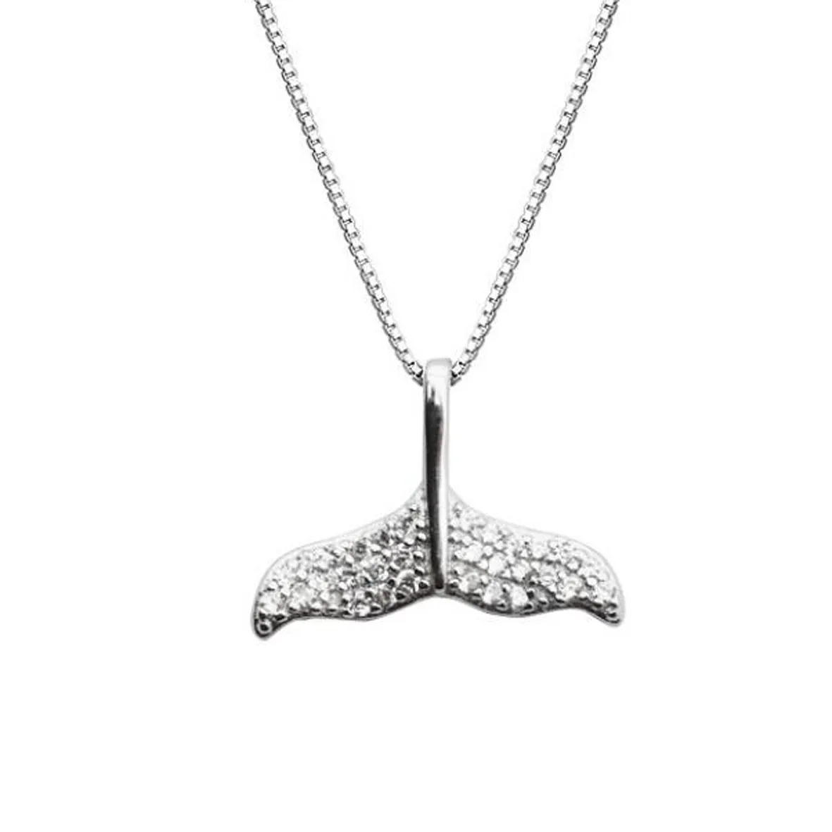 

High Quality 12mm Solid 925 Sterling Silver Hawaiian Whale Tail Cz Pendant