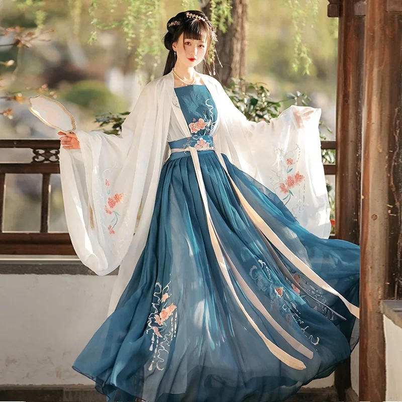 

Wholesale Ancient National Adult Long Big Sleeve Embroidered Hanfu Dresses Women Traditional