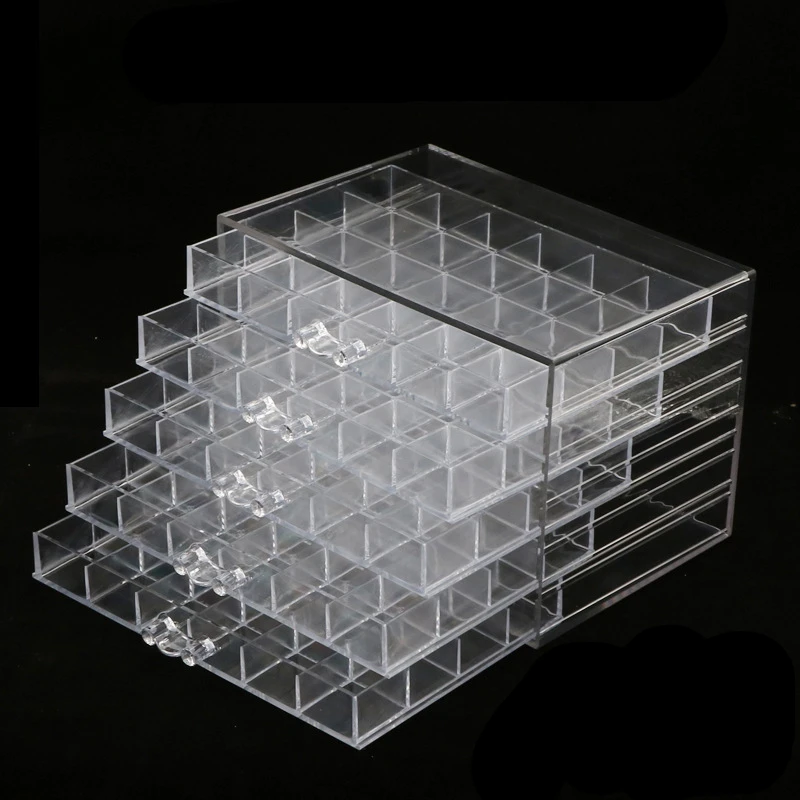 

Bellehome Nail Jewelry Display Box With Glass Lid Jewelry Storage Box Nail Rhinestone Box, Black, transparent