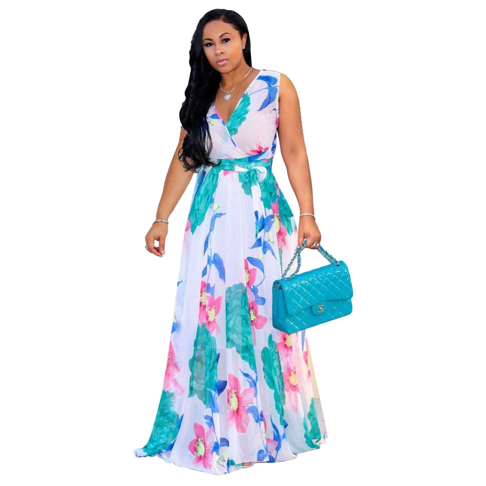 

2020 New Style Fashionable Women Maxi Print Casual Plus Size Dress, Multiple