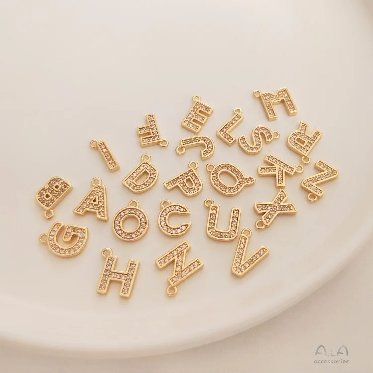 

Miniature Zircon Pendant Initial Letter Jewelry Accessories Diy 26 English Alphabet Pendant