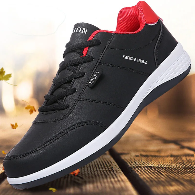 

Trending Men Sports Running Shoes Fashion Casual Sneakers Men PU Leather Trainers