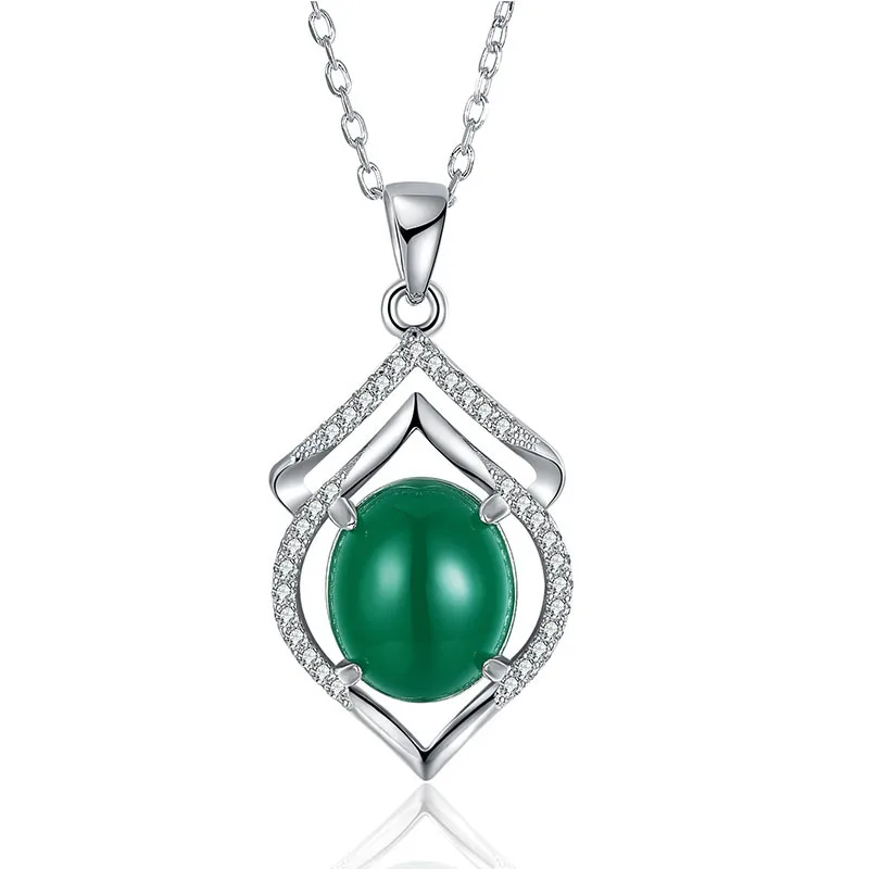 

wholesale fashion jewelry 925 Silver Necklace green chalcedony butterfly agate necklace birthday gift