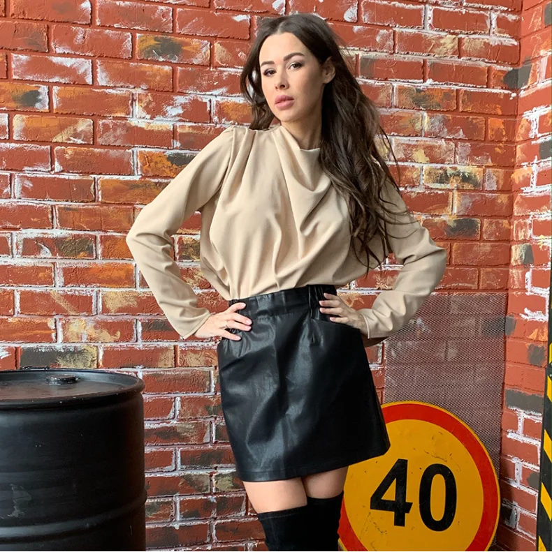 

2020 fall new design woman blouse shirt long sleeve solid ladies top loose blouse shirt top fashion women clothing, White/oem