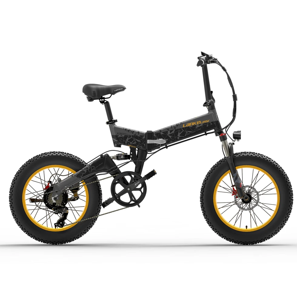 

2021 New Good Quality EU in Stock 1000W 48V 10.4Ah Lankeleisi X3000 Plus Mountain Snow Electric Bicycle Fat Folding Adult Bike