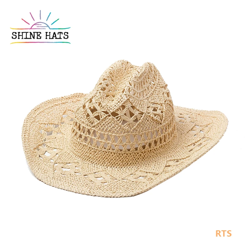 

Shinehats Band Hat Straw Ladies Elegant Mexican Floppy Boho Raffia Skeleton Cowboy OEM Sombrero Playa Chapeau Summer Sun Women