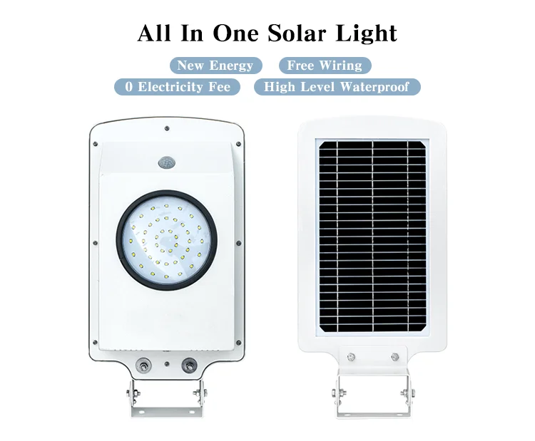 Integrated  Solar Panel Solar Street Light Pure White1800Lumens