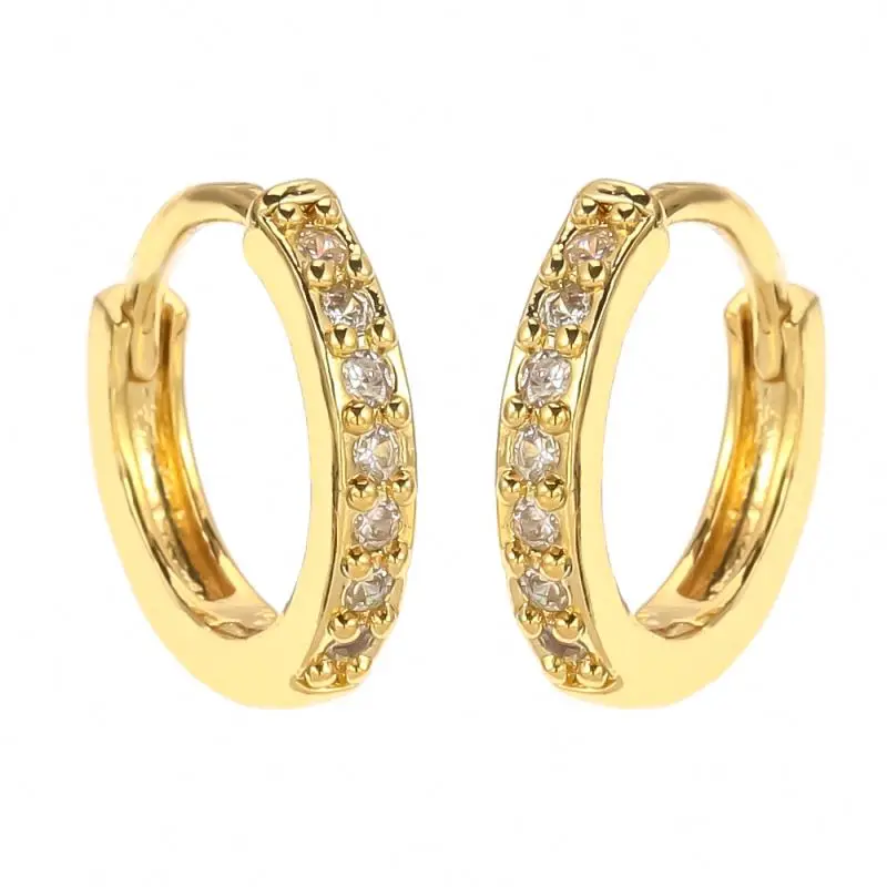 

IE3340 Stylish Accessory Gold Filled Cubic Zirconia Hoop Earring Shiny Micro Inlaid Crystal Huggie Hoop Earring