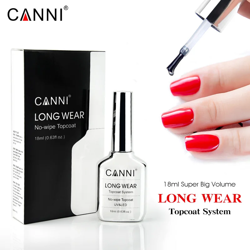 

CANNI 18ml Long Wear Topcoat No-wipe Non-cleansing Diamond Super Bright Glossing Top Coat Tempered Topcoat gel polish
