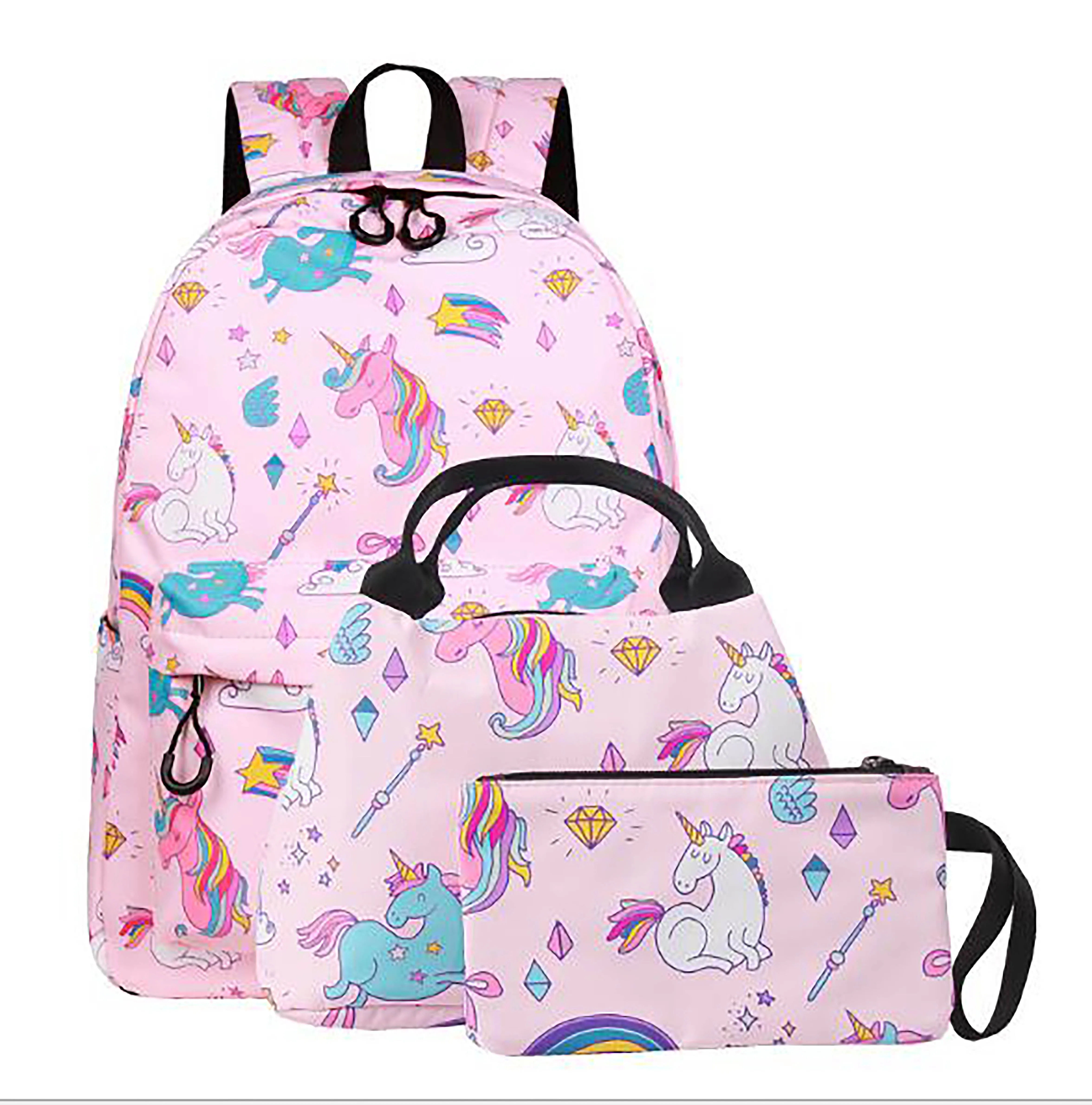 

Cute 3 pcs Kids Backpacks Girls School Bags Boys Bookbags with Lunch Bag, Customized color