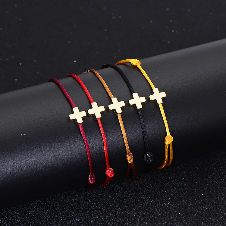 Simple Cross Red String Bracelet Adjustable Braiding Lucky Macrame Rope