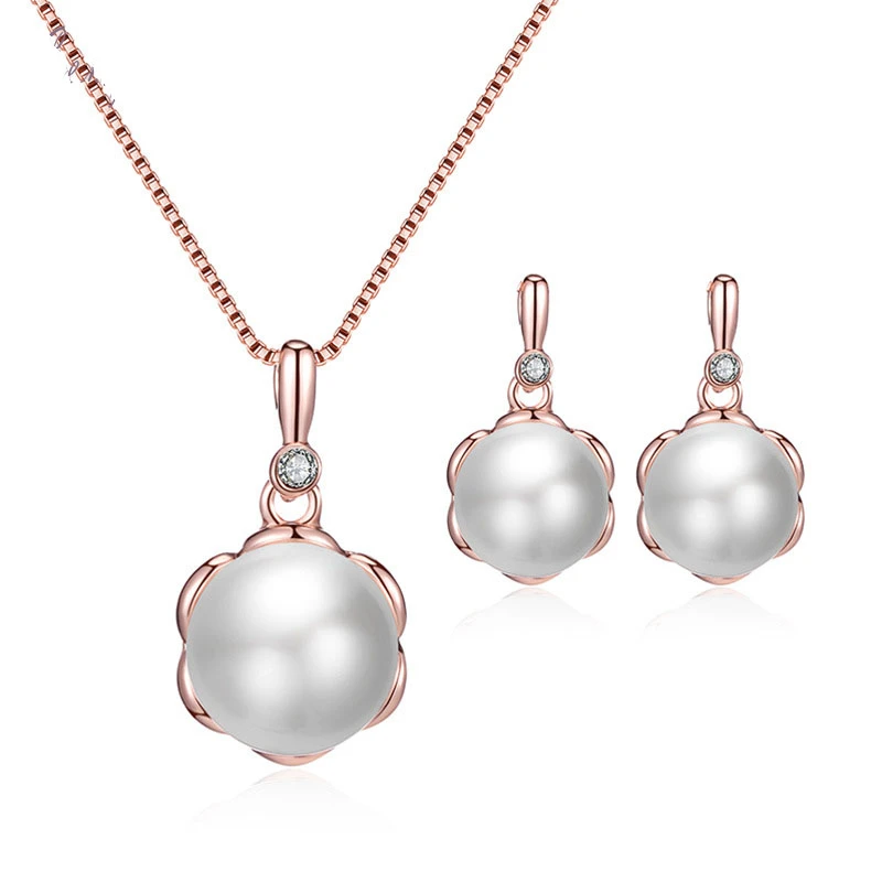 

Jachon pearl alloy jewelry set earrings necklace set hot style bridal pearl jewelry set, As picture