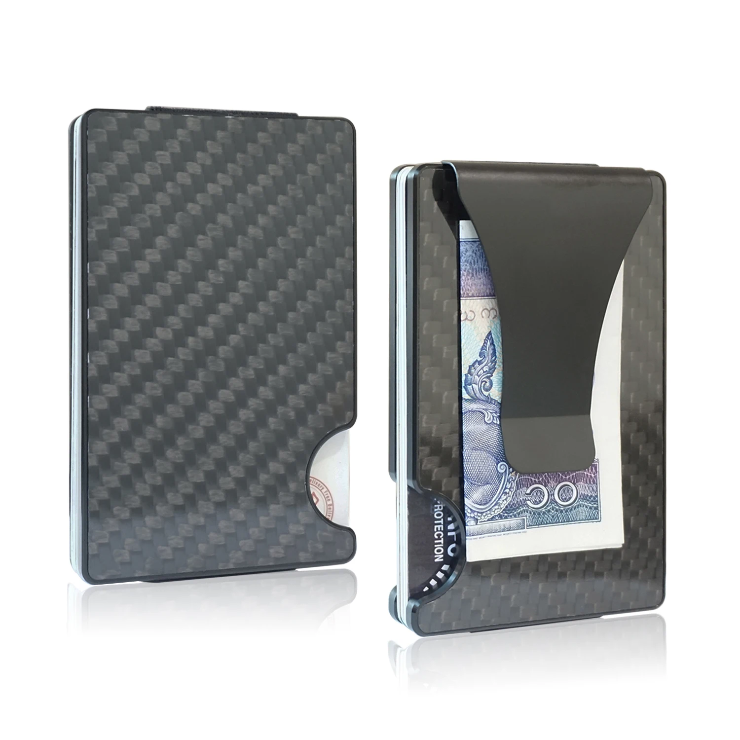 

Slim Wallets for Men Screwless RFID Carbon Fiber Credit Card Holder Minimalist Wallet with detachable Money Clip, Black carbon fiber