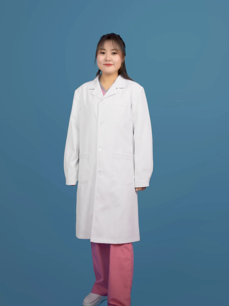 The White Woman Lab Coat Long Sleeve Customized Medical Uniform Doctor ...