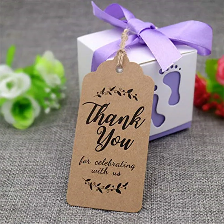 Thank You for Celebrating with Us Tags Thank You Tags 100Pcs White Thank You Tags for Wedding Birthday Baby Shower Party Favors Paper Gift Tags with 100 Feet Jute String 