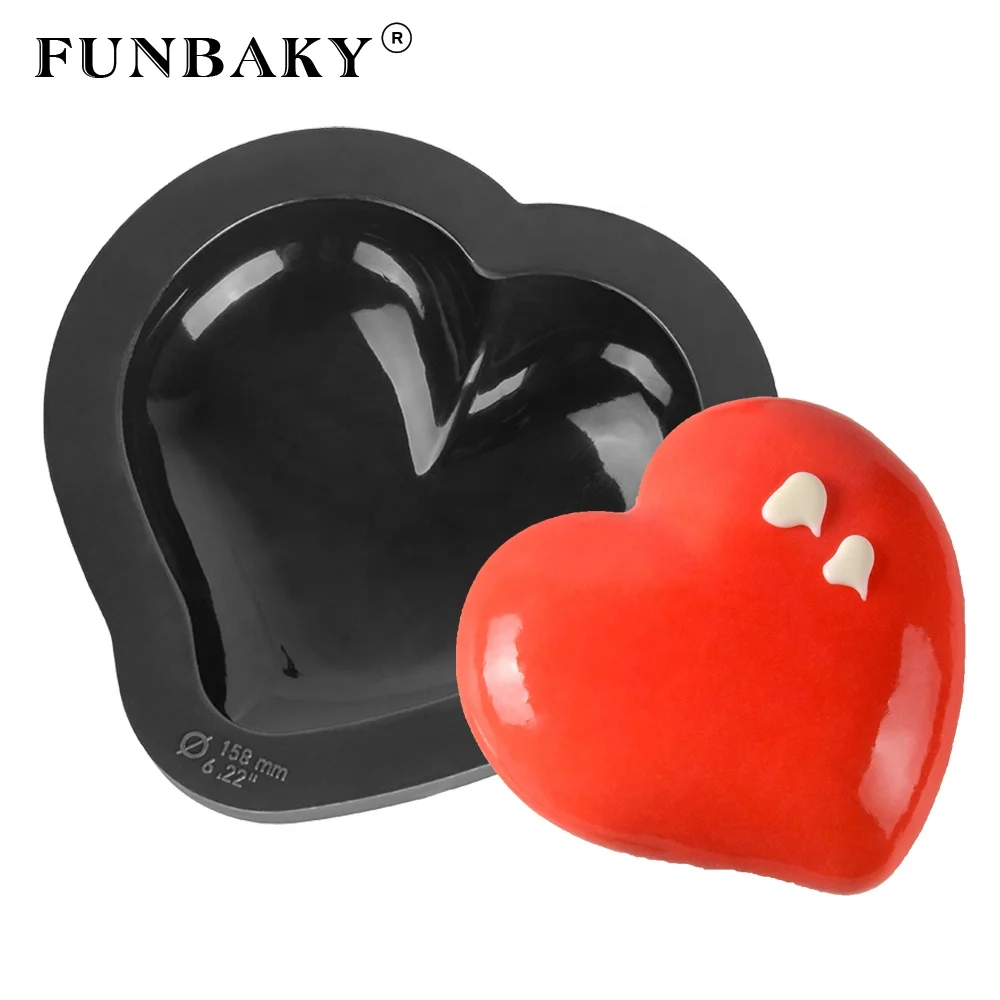 

FUNBAKY Happy Valentine ' s Day large volume baking pan heart shape cake silicone mold single chiffon cake pan, Customized color