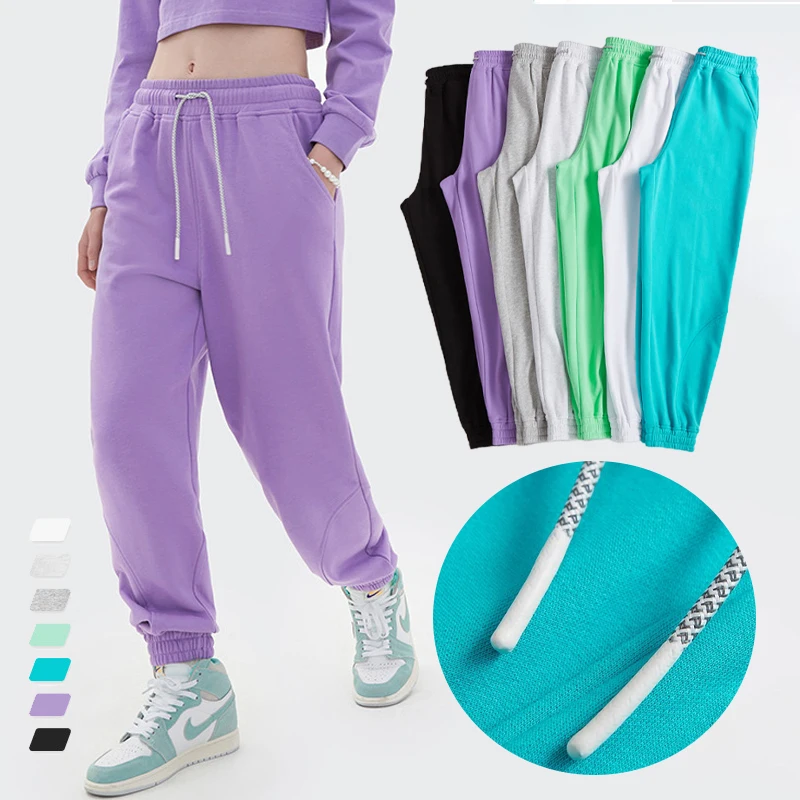 

Hot Sale Custom Logo Printing Hip Hop Women Solid Color Custom Sweatpants With Pockets