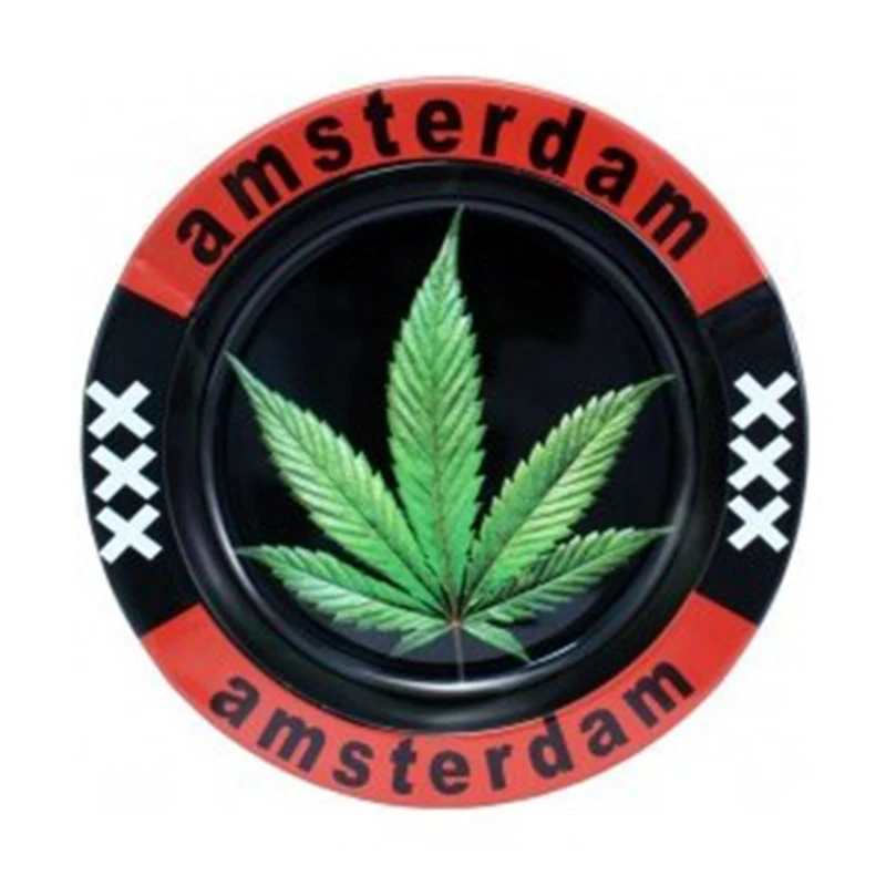 

China manufacturer metal circle outdoor mini tin ashtray standing in stock with OEM logo design, Random shipment