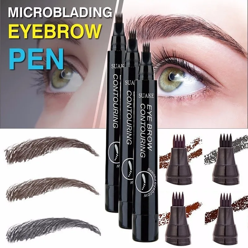 

4 Brushes Nature Eyebrow Woman Stick Eyebrow Pen Waterproof Sweatproof Eyebrow Makeup Cosmetics Private Label, 4 colors