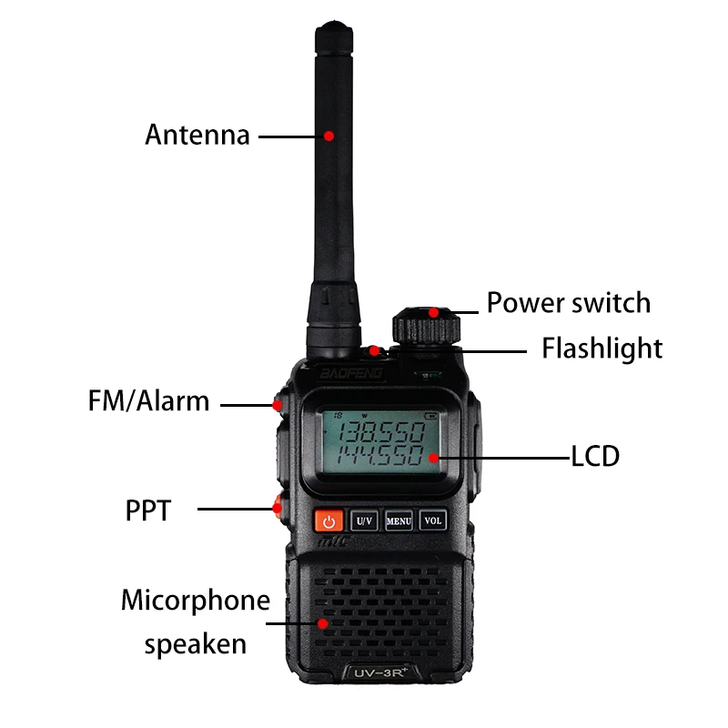 

Handheld ht baofeng UV-3R+ walki talki set two-way radio walking talking Dual Band 136-174MHz&400-470MHz BF uv3r