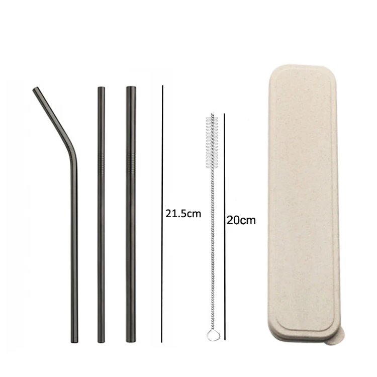 

high quality drinking straws stainless steel straws with case, Silver,gold,rose gold,rainbow,black